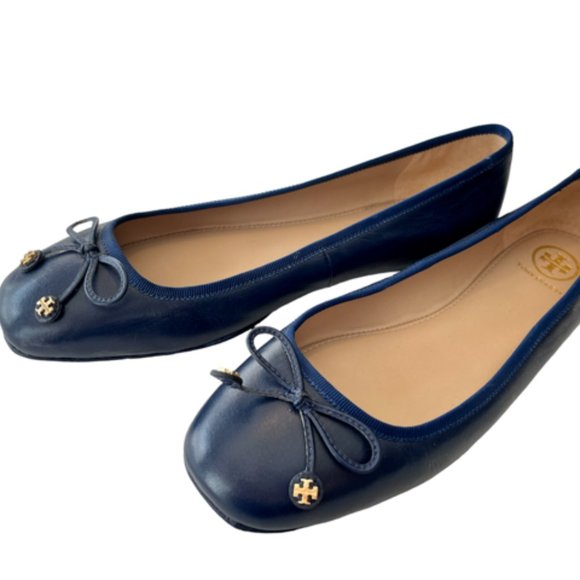 Tory Burch Leather Navy Blue Flats size 9&1/2 - Picture 3 of 3